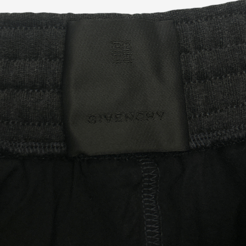 Givenchy men's black cotton distressed double-layer shorts