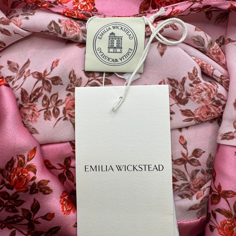 Emilia Wickstead Pink Floral Print Silk Dress