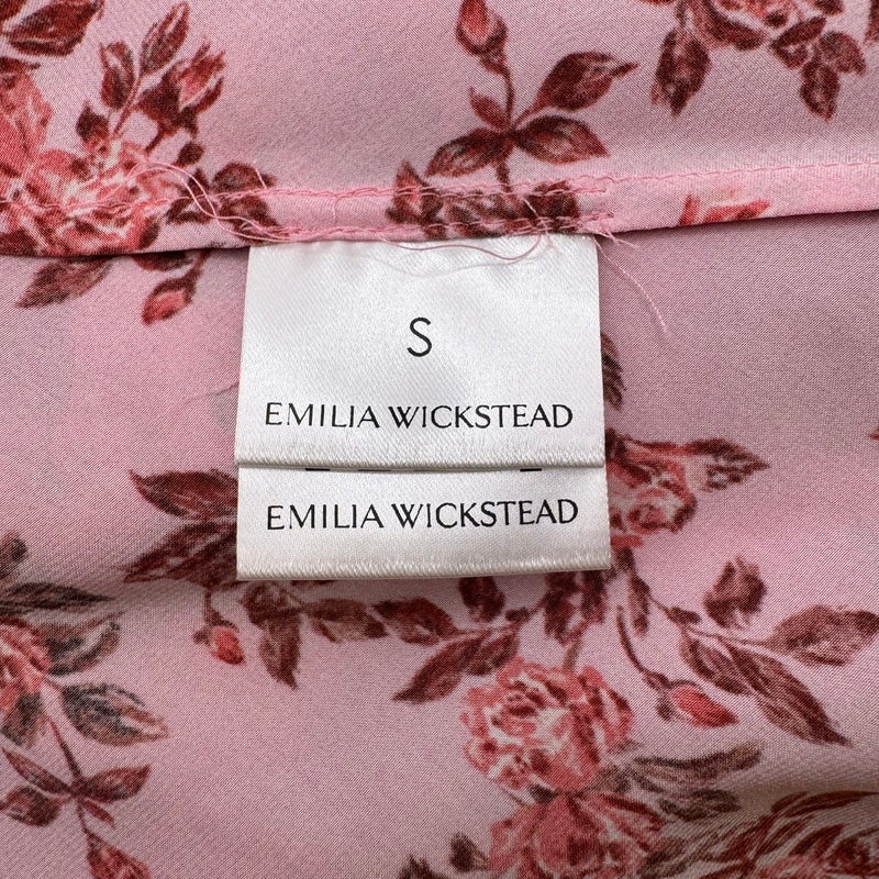 Emilia Wickstead Pink Floral Print Silk Dress