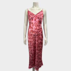 Emilia Wickstead Pink Floral Print Silk Dress