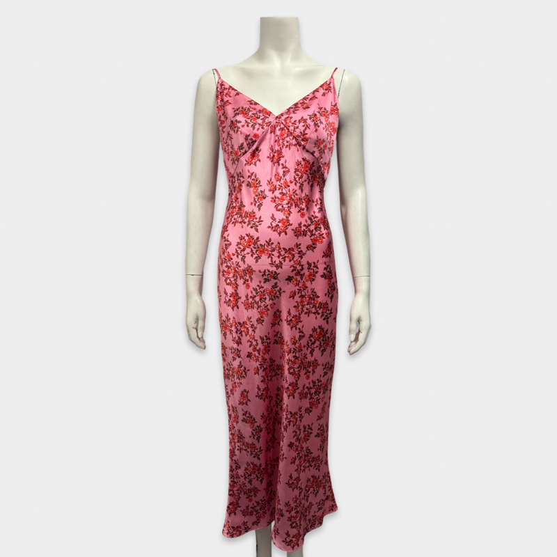 Emilia Wickstead Pink Floral Print Silk Dress