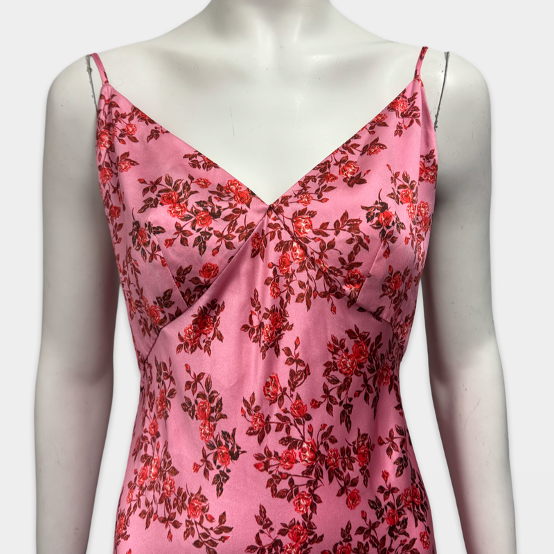 Emilia Wickstead Pink Floral Print Silk Dress