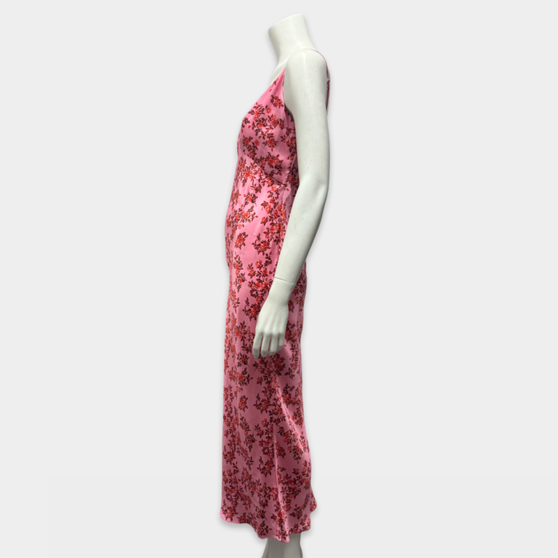 Emilia Wickstead Pink Floral Print Silk Dress