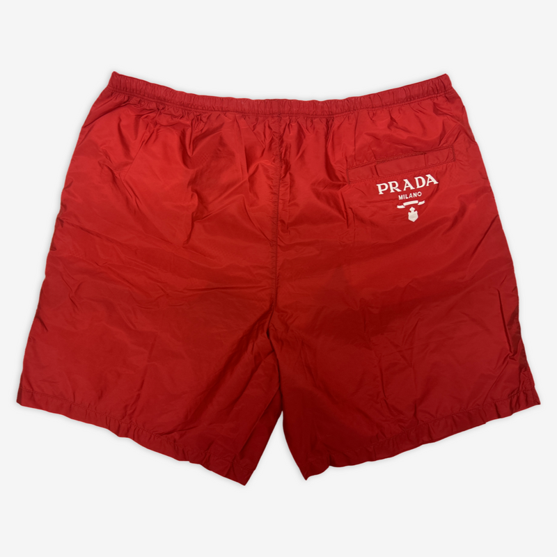 Prada men's red re-nylon swim trunks