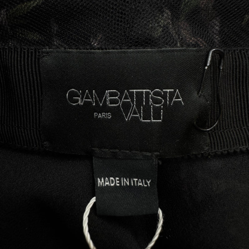 Giambattista Valli Black Floral Print Asymmetrical Silk Dress