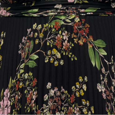 Giambattista Valli Black Floral Print Asymmetrical Silk Dress