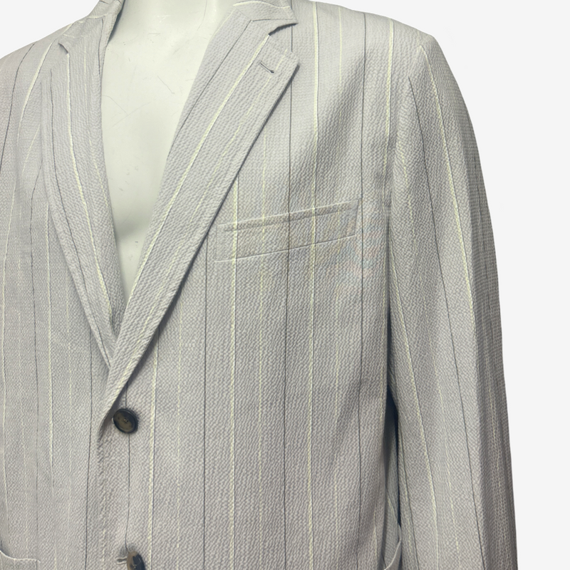 Hermès men's pastel purple lightweight cotton blazer with yellow and grey accents