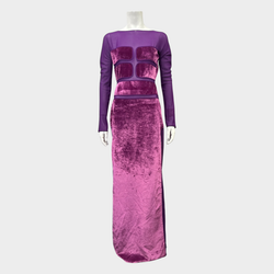 Tom Ford purple panelled maxi viscose and silk dress