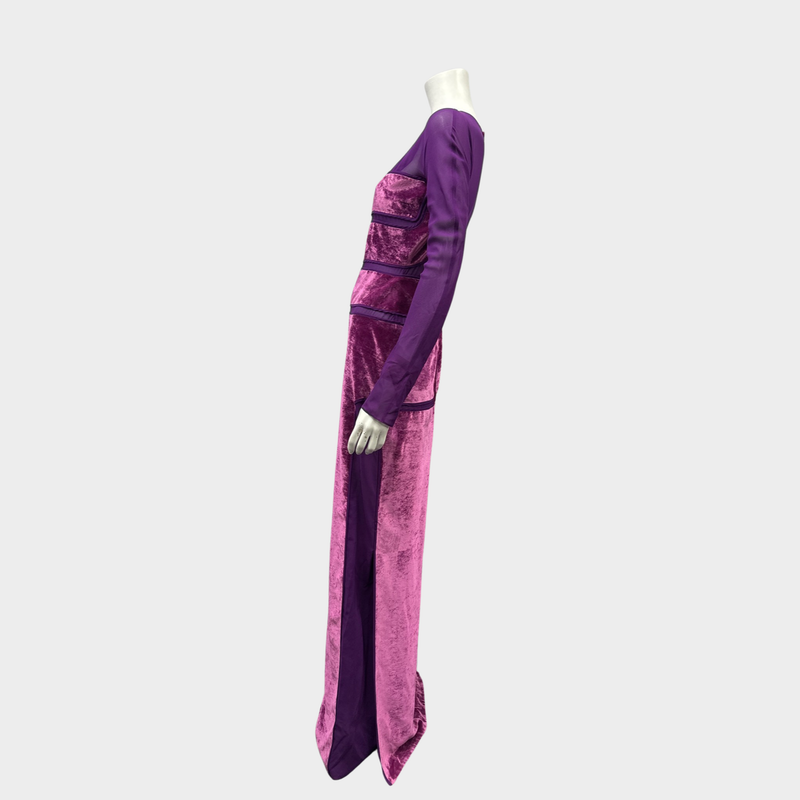 Tom Ford purple panelled maxi viscose and silk dress