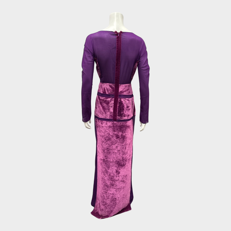 Tom Ford purple panelled maxi viscose and silk dress