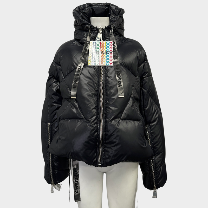 Khrisjoy women's black shiny puffer down jacket