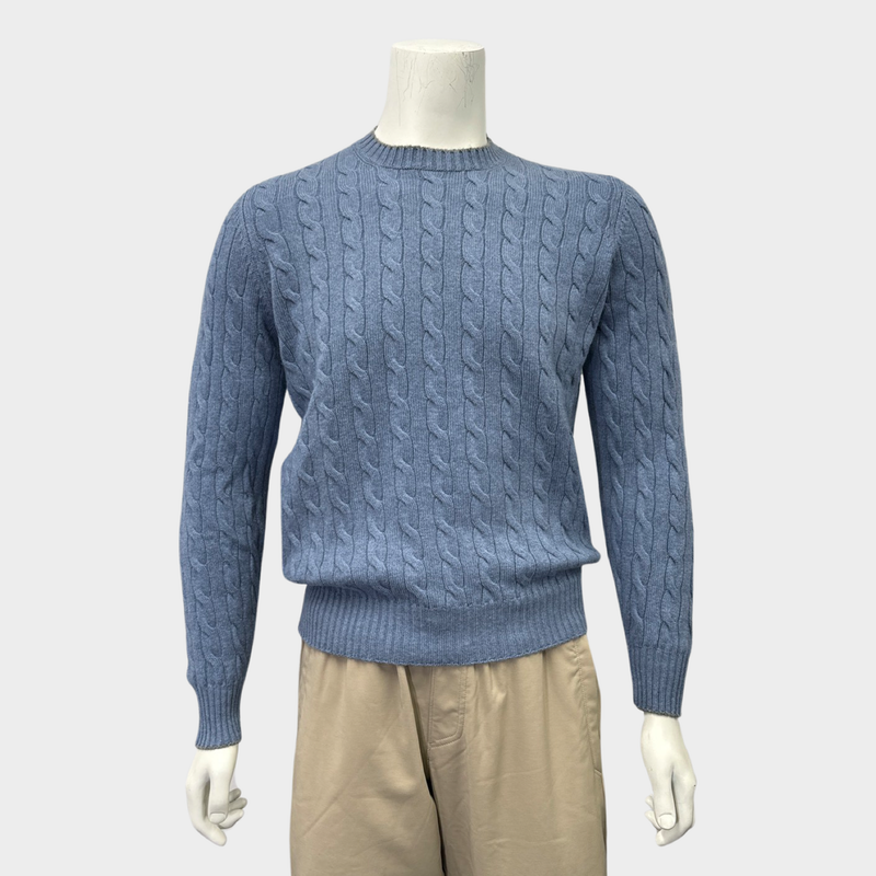 Brunello Cucinelli men's blue cashmere jumper