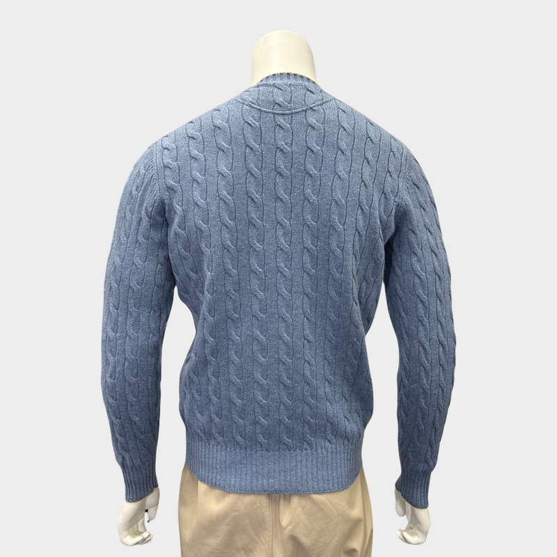 Brunello Cucinelli men's blue cashmere jumper