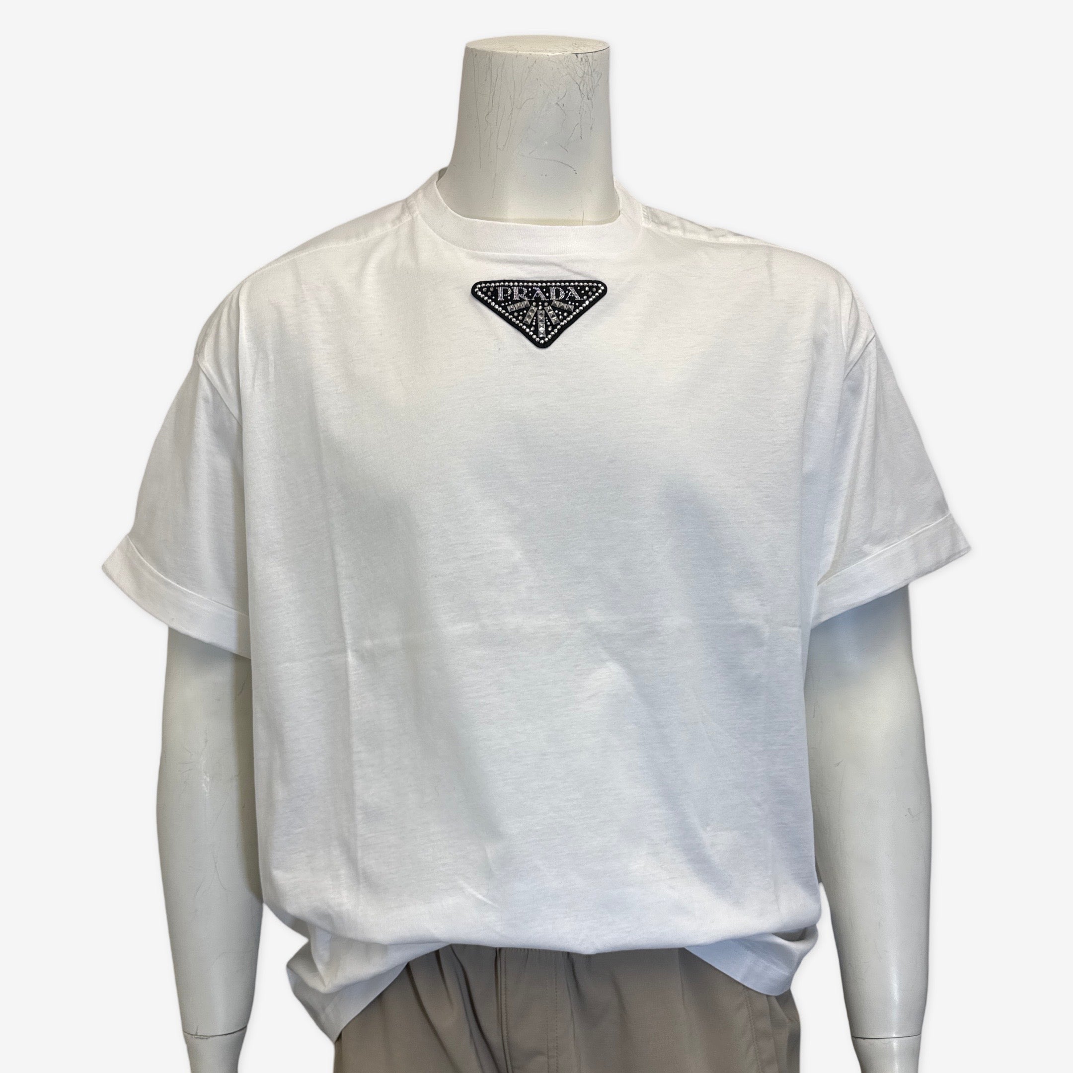 メンズ プラダ Logo T-Shirt ホワイト Prada men's white logo t-shirt – Loop Generation