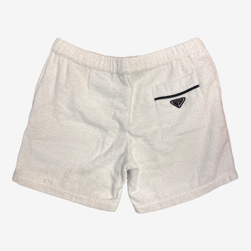 Prada men's white cotton towel Terry shorts