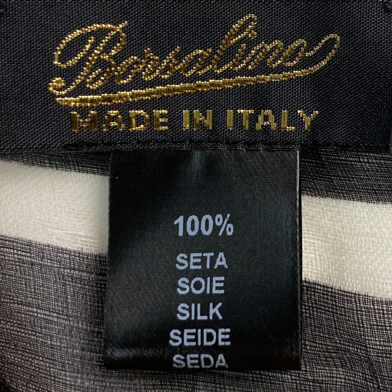 Borsalino black and white floral print silk scarf