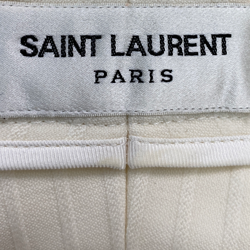 Saint Laurent women's ecru wool striped shorts
