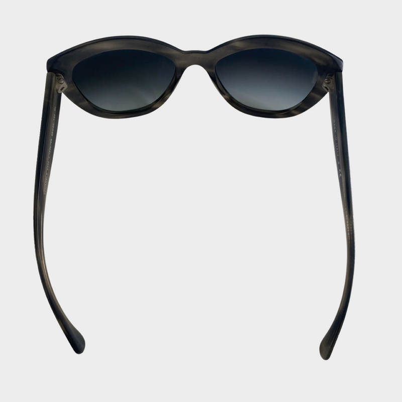 Chanel CC women's grey and beige structured sunglasses