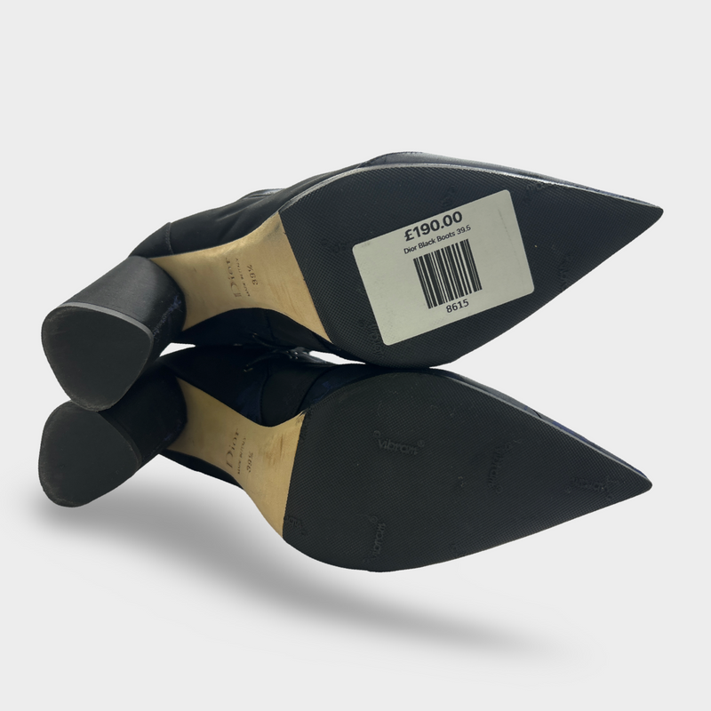 Dior Women's Black And Blue Satin Brocade Ankle Boots