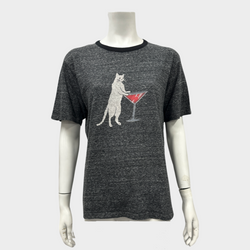 Saint Laurent women's grey marl cat t-shirt