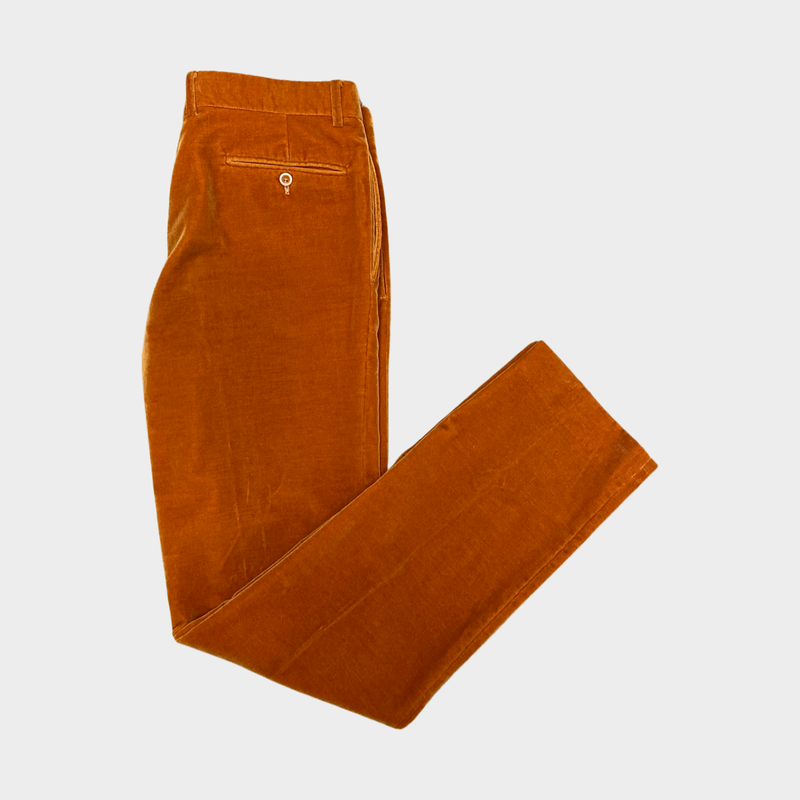 Hermes men's burnt orange velour trousers
