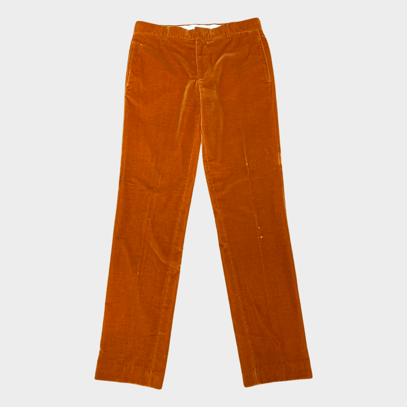 Hermes men's burnt orange velour trousers