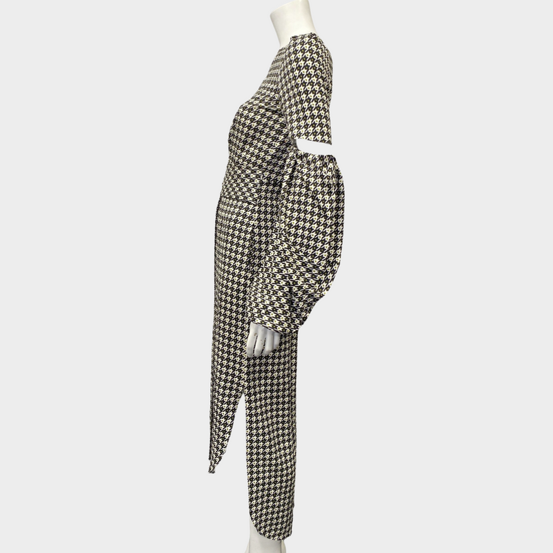 Hellessy abstract print cut out sleeve viscose dress