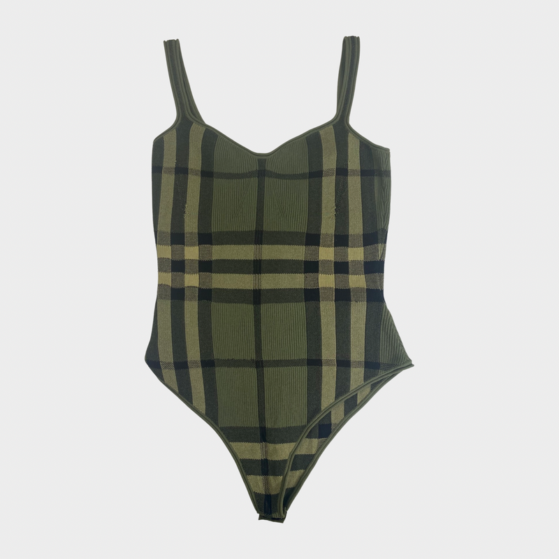 Burberry women's khaki nova check cotton bodysuit