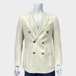 Suitsupply men's ecru wool double-breasted jacket
