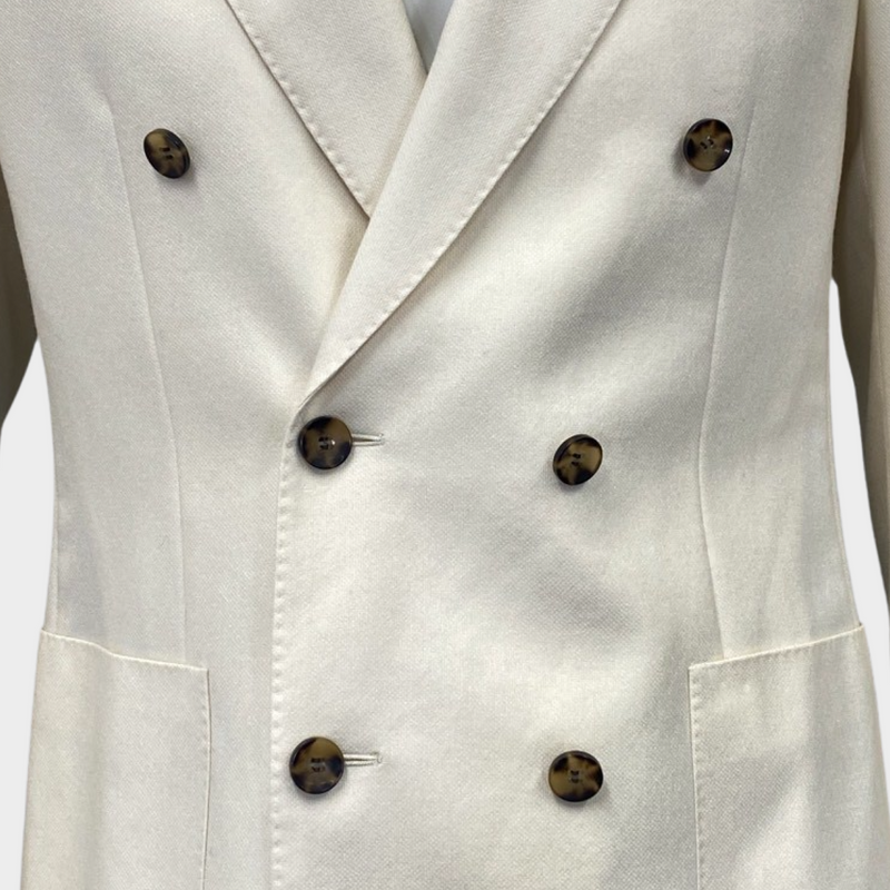 Suitsupply men's ecru wool double-breasted jacket