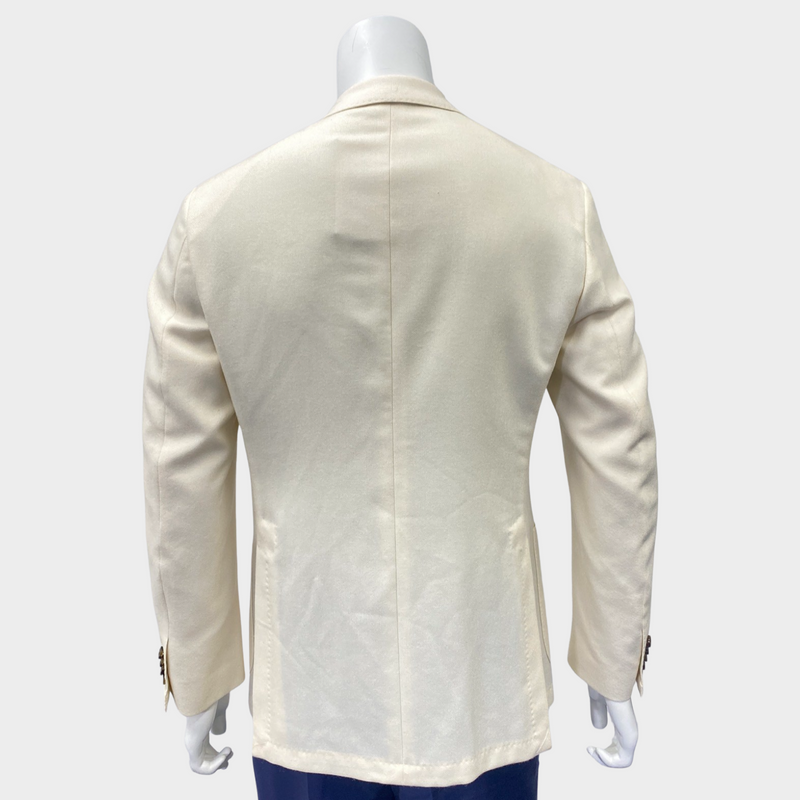 Suitsupply men's ecru wool double-breasted jacket