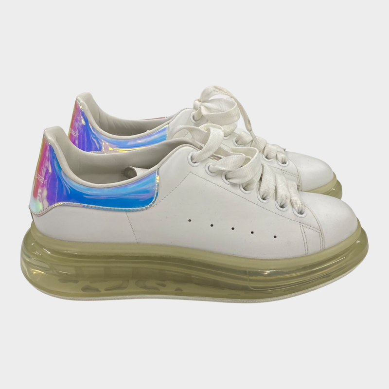Alexander Mcqueen women's white leather platform trainers