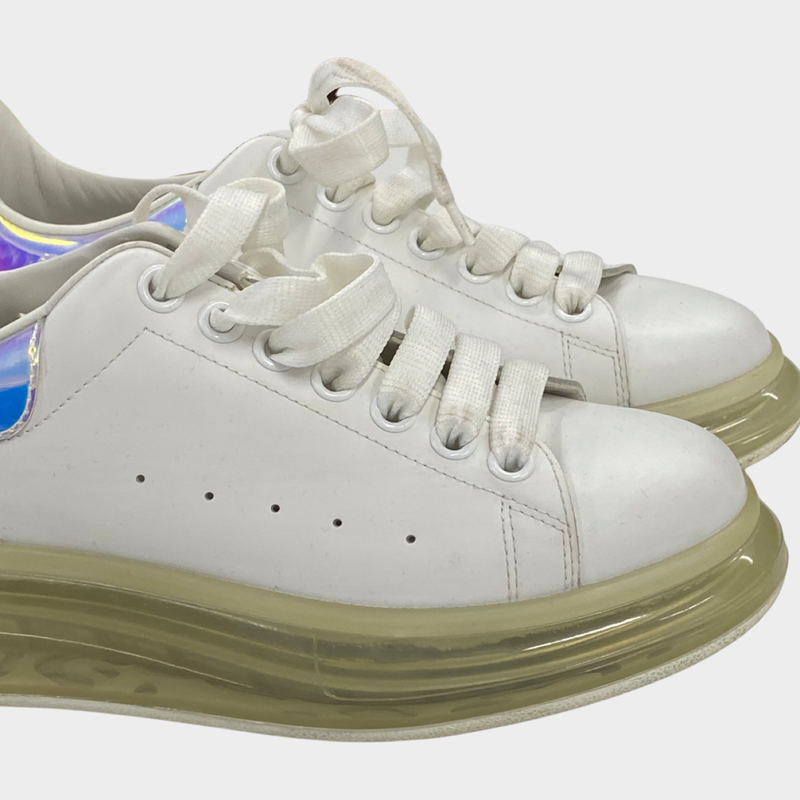 Alexander Mcqueen women's white leather platform trainers