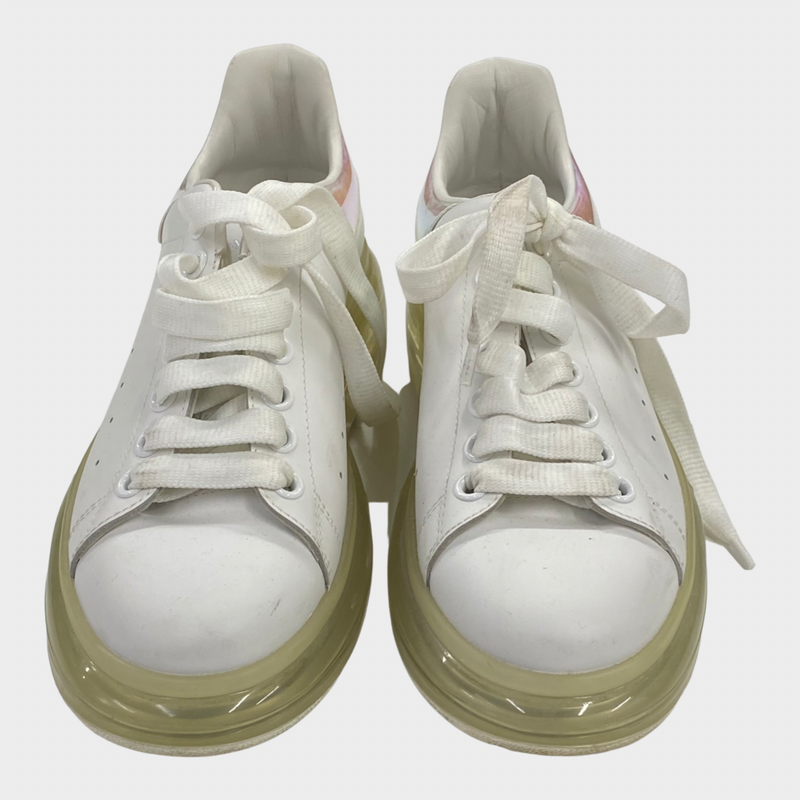 Alexander Mcqueen women's white leather platform trainers