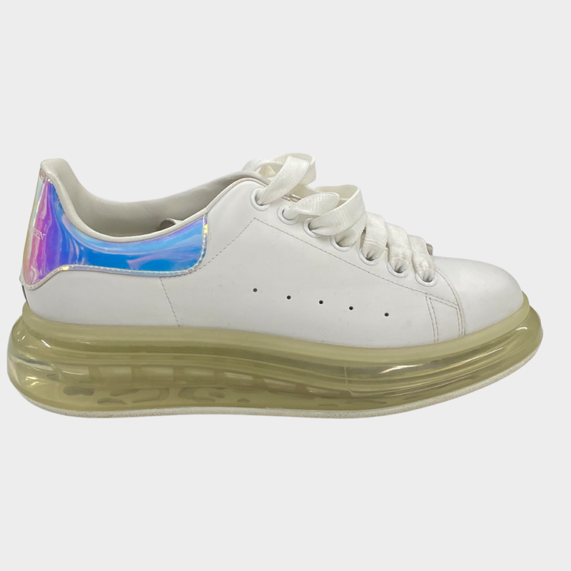 Alexander Mcqueen women's white leather platform trainers