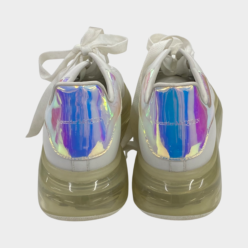 Alexander Mcqueen women's white leather platform trainers