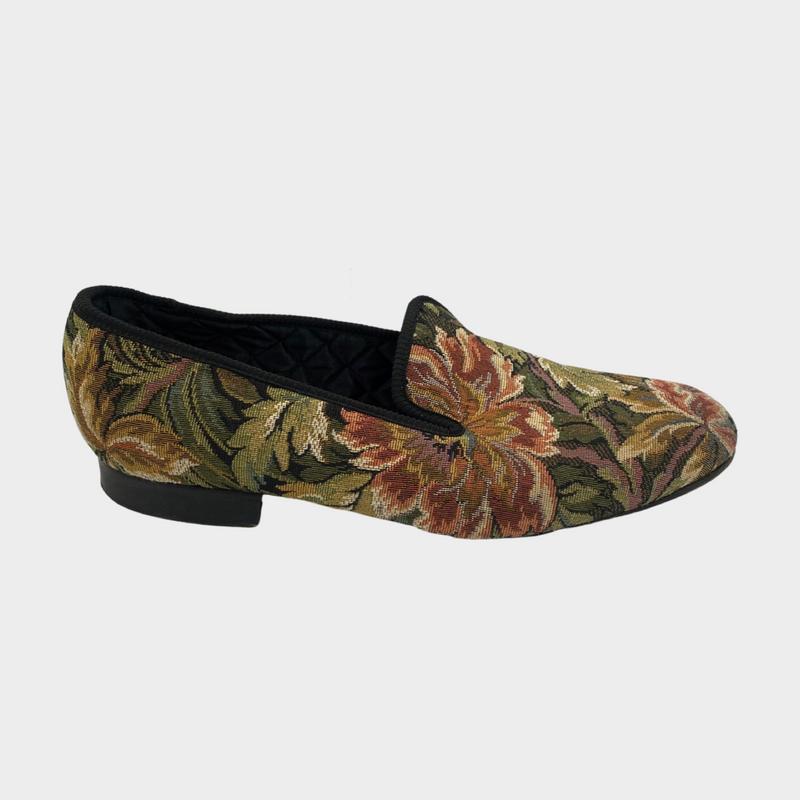 Arthur Sleep men's floral embroidered canvas loafers
