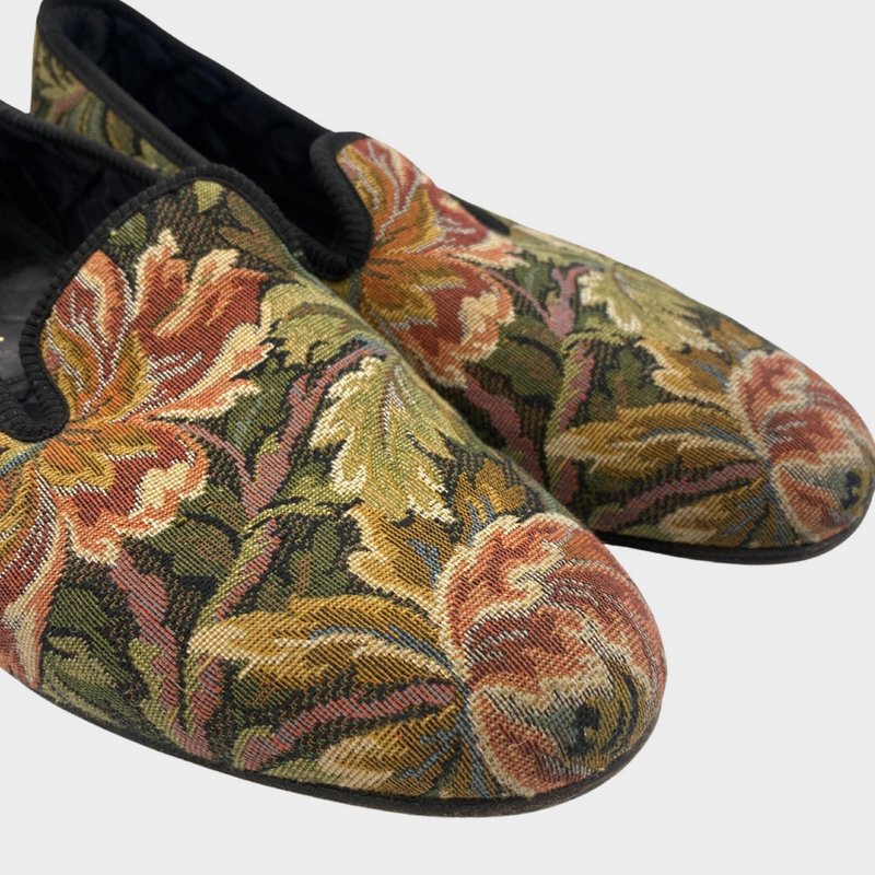 Arthur Sleep men's floral embroidered canvas loafers