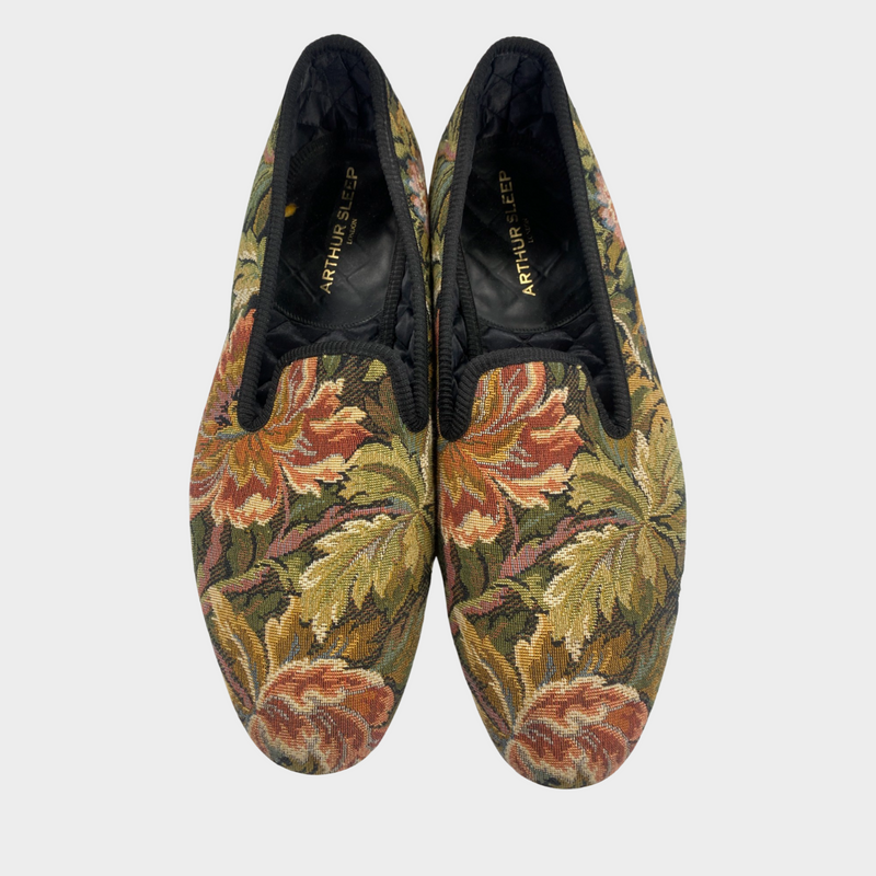 Arthur Sleep men's floral embroidered canvas loafers
