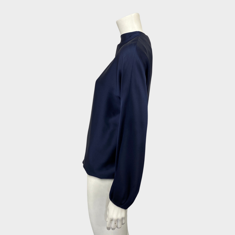 Celine women's navy silk blouse