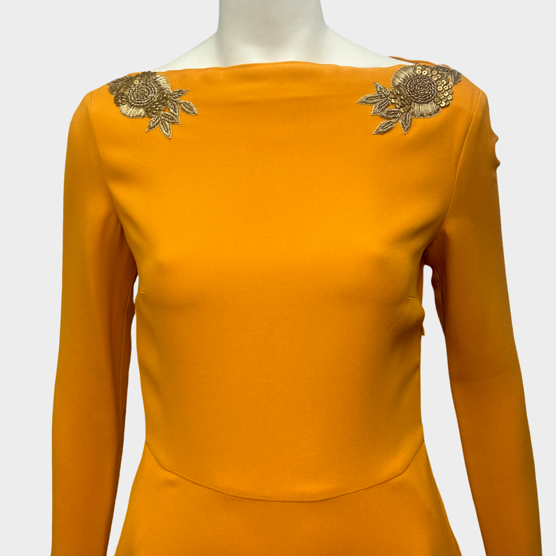 Miu Miu Yellow Long-Sleeved Dress With Shoulder Embellishments