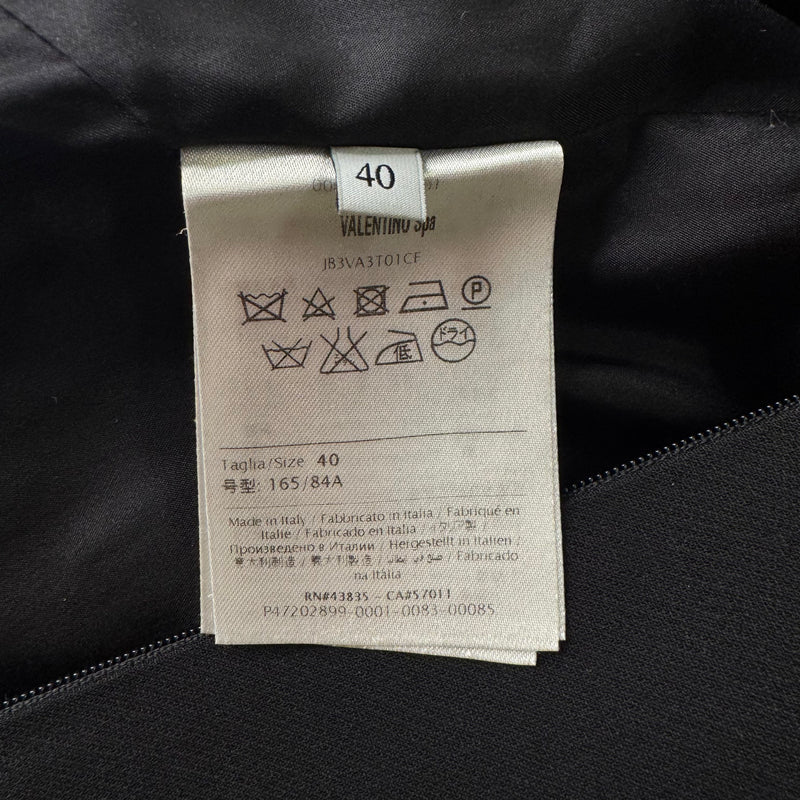 Valentino Black Wool And Silk Dress With Beige Accent