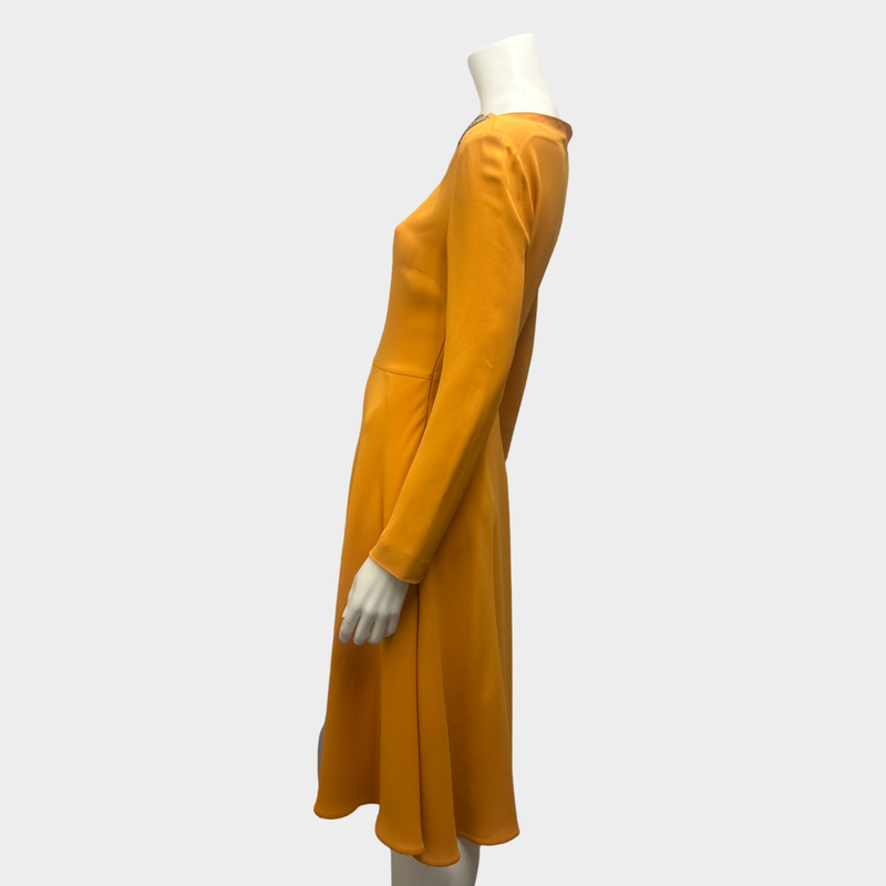 Miu Miu Yellow Long-Sleeved Dress With Shoulder Embellishments