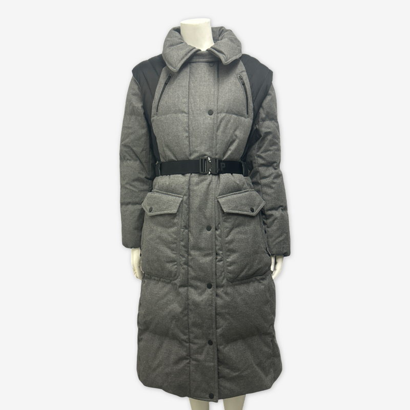Fusalp women's grey wool long duck down puffer coat
