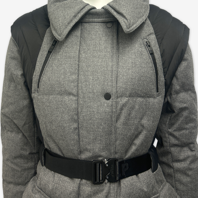 Fusalp women's grey wool long duck down puffer coat