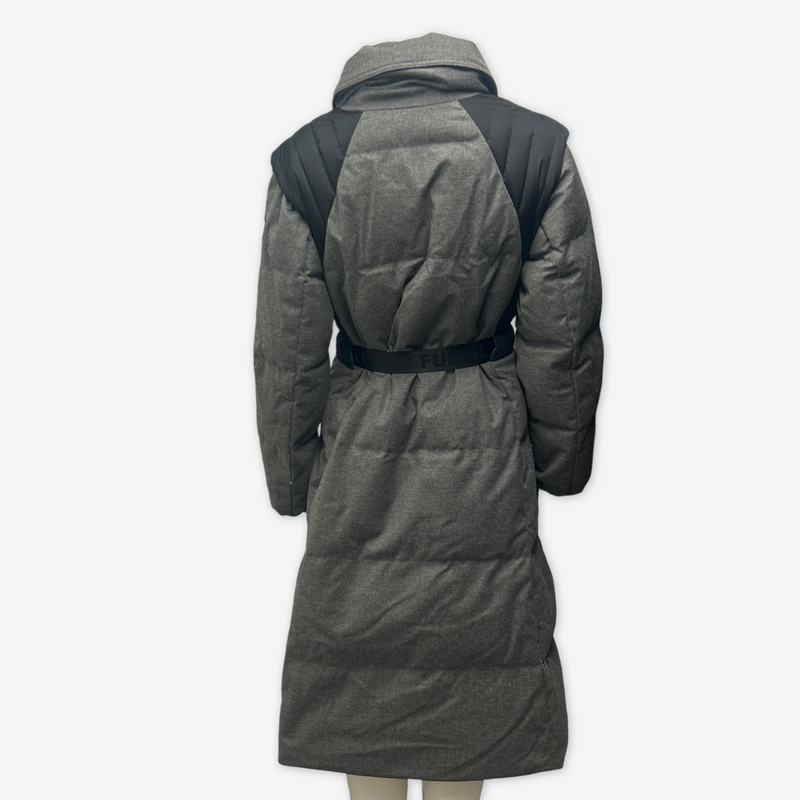 Fusalp women's grey wool long duck down puffer coat