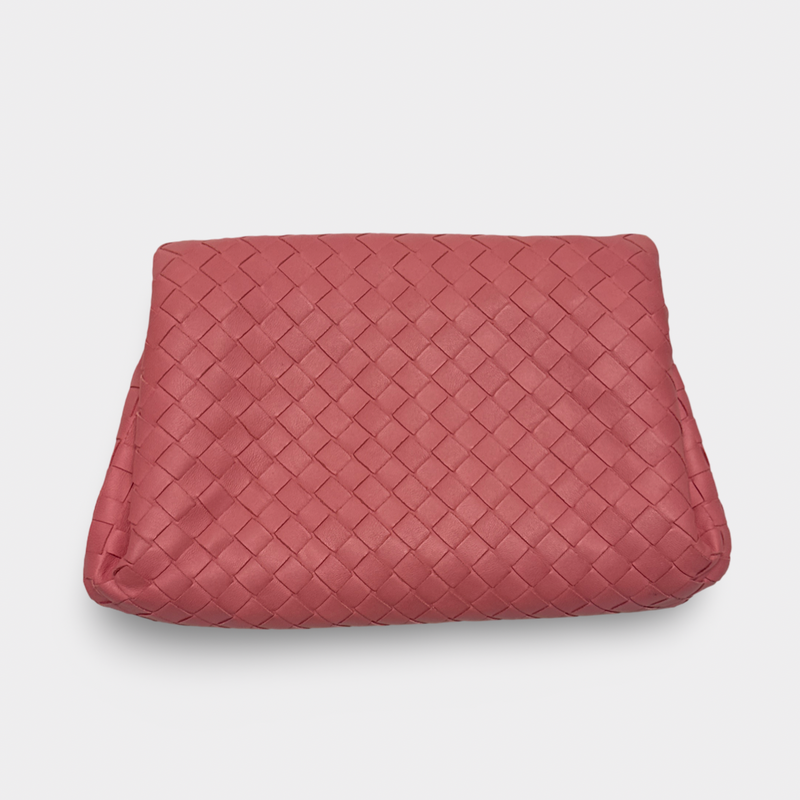 Bottega Veneta Women's Intrecciato Woven Small Pink Leather Clutch Bag