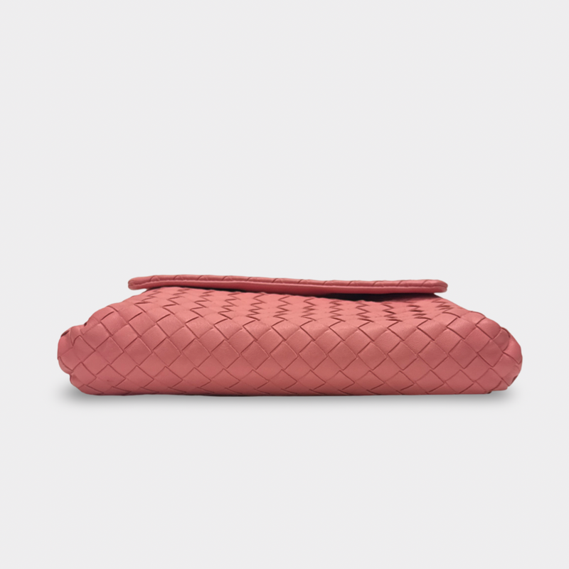 Bottega Veneta Women's Intrecciato Woven Small Pink Leather Clutch Bag