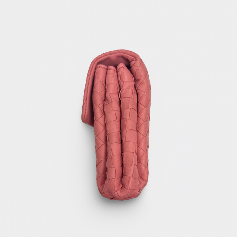 Bottega Veneta Women's Intrecciato Woven Small Pink Leather Clutch Bag