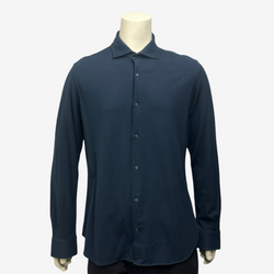 Loro Piana navy blue cotton button-down shirt